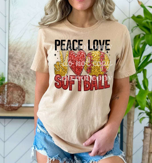 Peace Love Softball - Ready to Press DTF Transfer Full Color