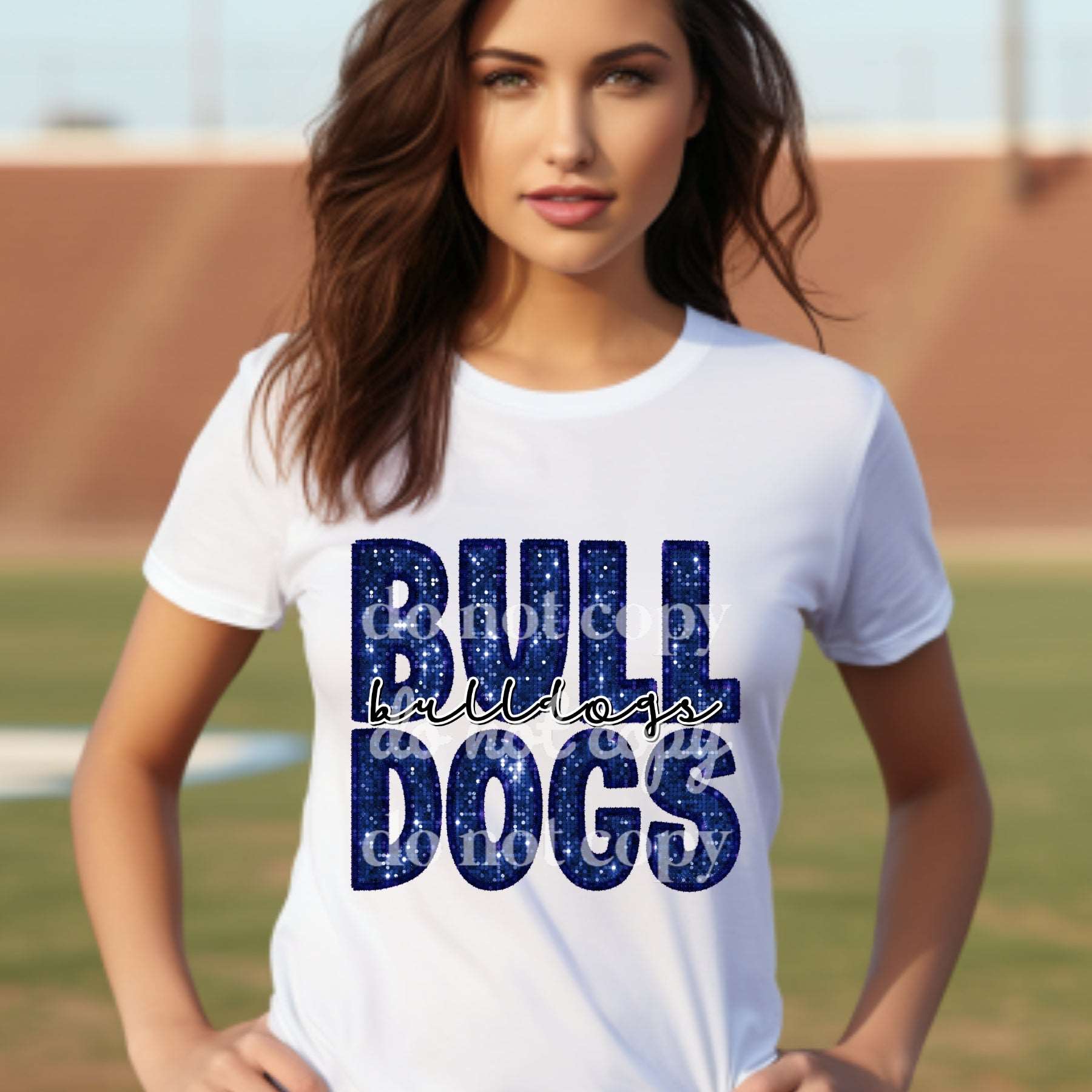 Bulldogs Blue Sequins- Ready to Press DTF Transfer Full Color