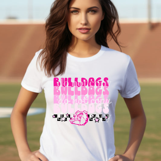 Pink Stacked Bulldogs - Ready to Press DTF Transfer Full Color