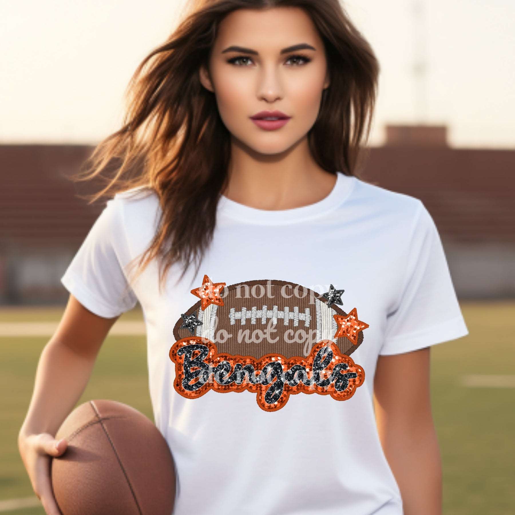 Bengals Sequins & Embroidered - Ready to Press DTF Transfer Full Color