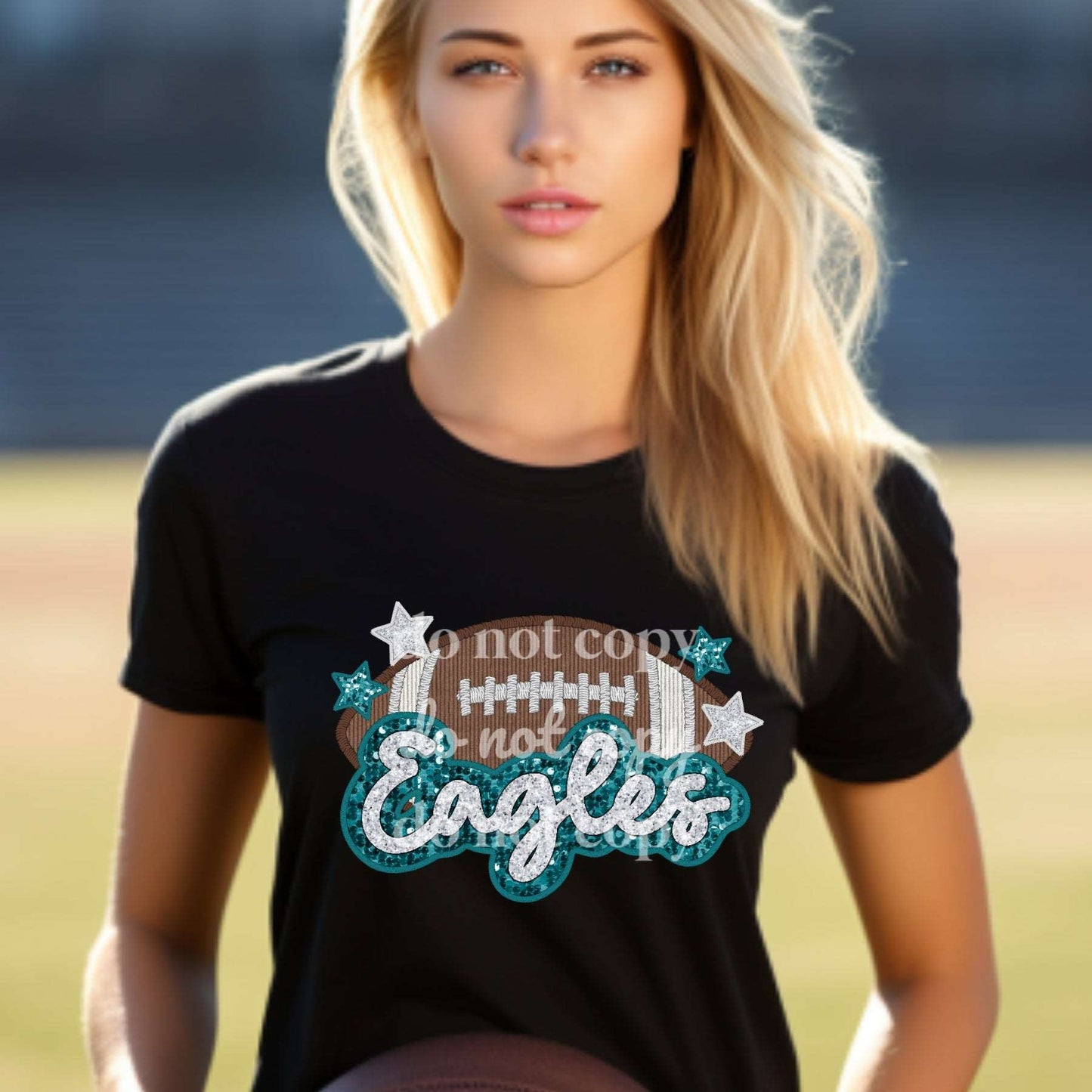 Eagles Sequins & Embroidered - Ready to Press DTF Transfer Full Color