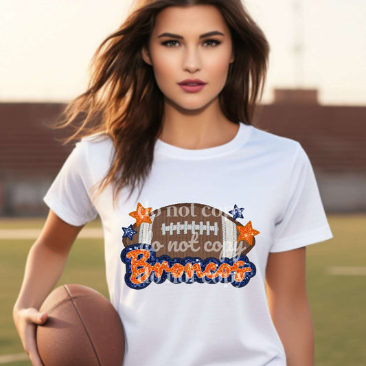 Broncos Sequins & Embroidered - Ready to Press DTF Transfer Full Color