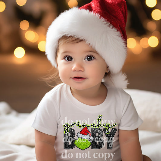 Grinchy Baby Sparkle  - Ready to Press DTF Transfer Full Color