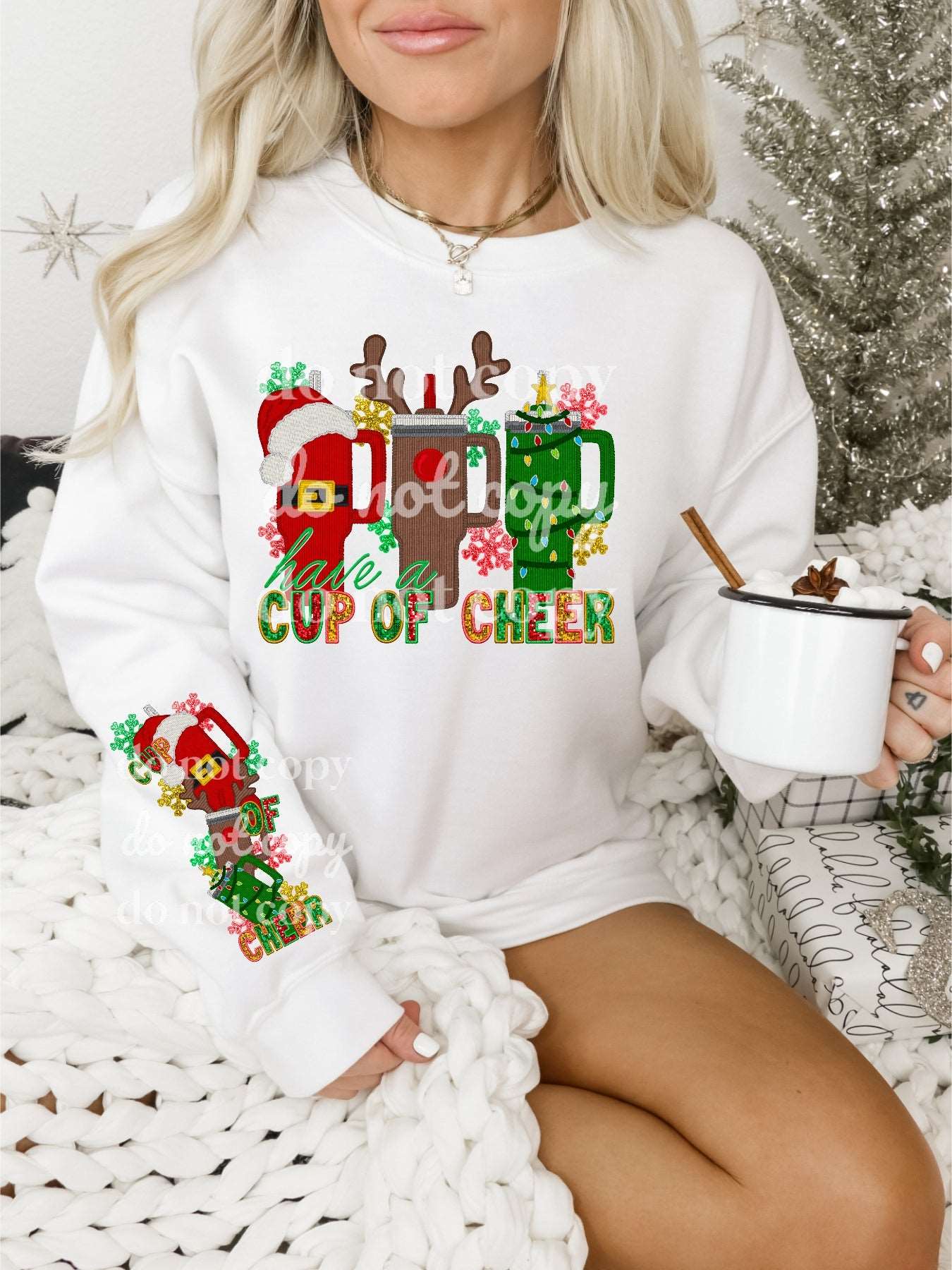 Cup Of Cheer SLEEVE ONLY #1024- Ready to Press DTF Transfer Full Color