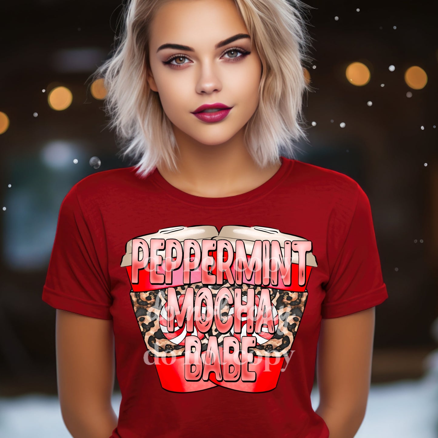 Peppermint Mocha Babe #1068 - Ready to Press DTF Transfer Full Color