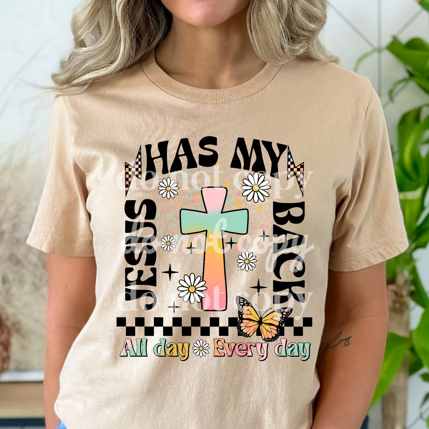 Jesus Has My Back #1092 - Ready to Press DTF Transfer Full Color - Pro Blanks