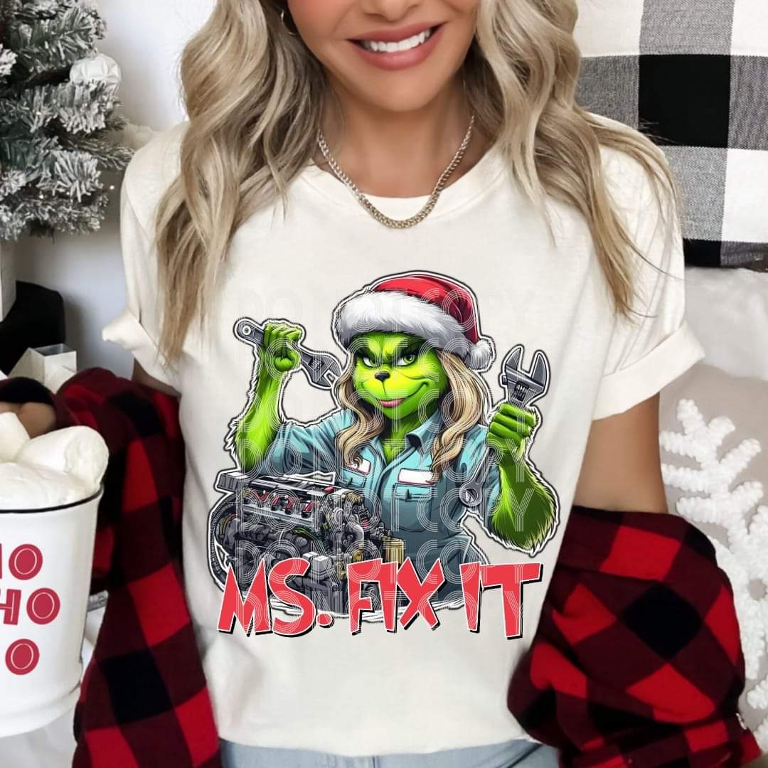 Girl Grinch Mechanic #1175 - Ready to Press DTF Transfer Full Color