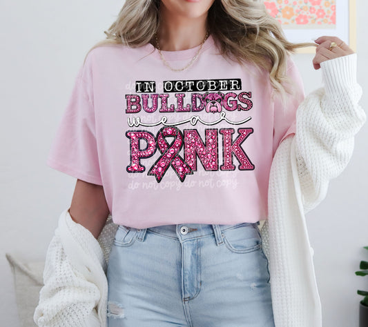 In October Bulldogs Wear Pink #3654 - Ready to Press DTF Transfer Full Color