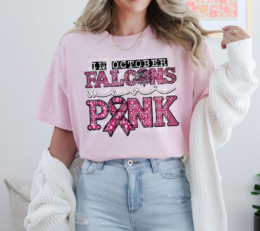 In October Falcons Wear Pink #3649 - Ready to Press DTF Transfer Full Color