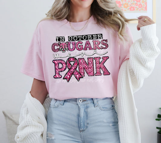 In October Cougars Wear Pink #3647 - Ready to Press DTF Transfer Full Color