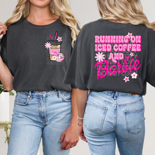 Iced Coffee & Barbie BACK ONLY #1483  - Ready to Press DTF Transfer Full Color