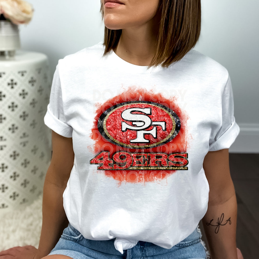 Glitter 49ers #1584 - Ready To Press Dtf Transfer Full Color 