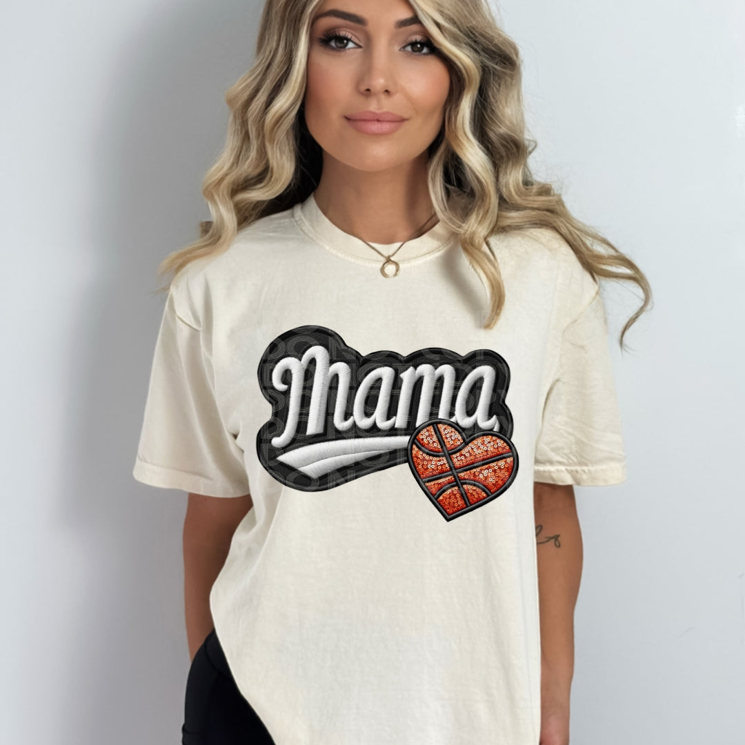 Mama Faux Embroidery Basketball #1781 - Ready to Press DTF Transfer Full Color