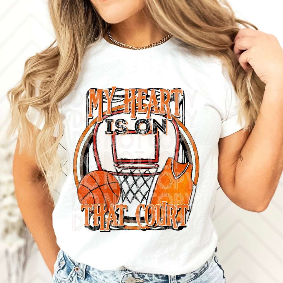 Basketball My Heart Is On That Court #1899 - Ready to Press DTF Transfer Full Color