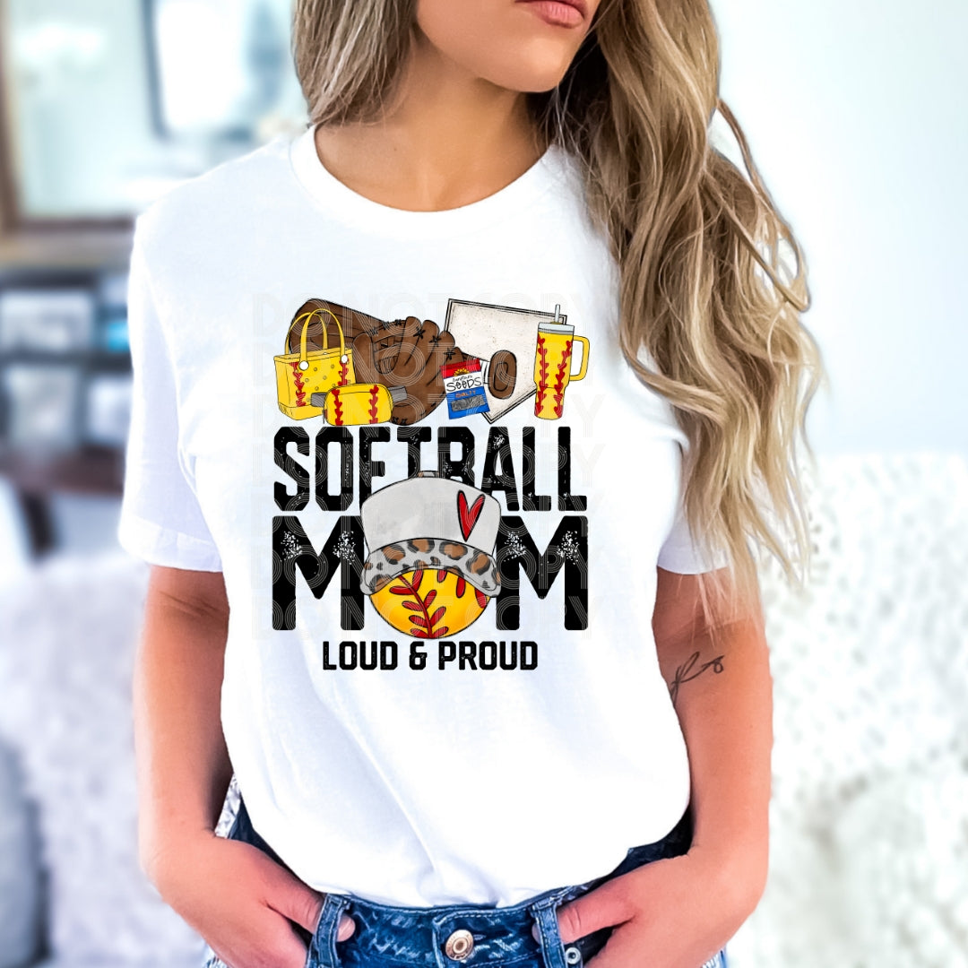 Softball Mom Loud Proud #1971 - Ready to Press DTF Transfer Full Color