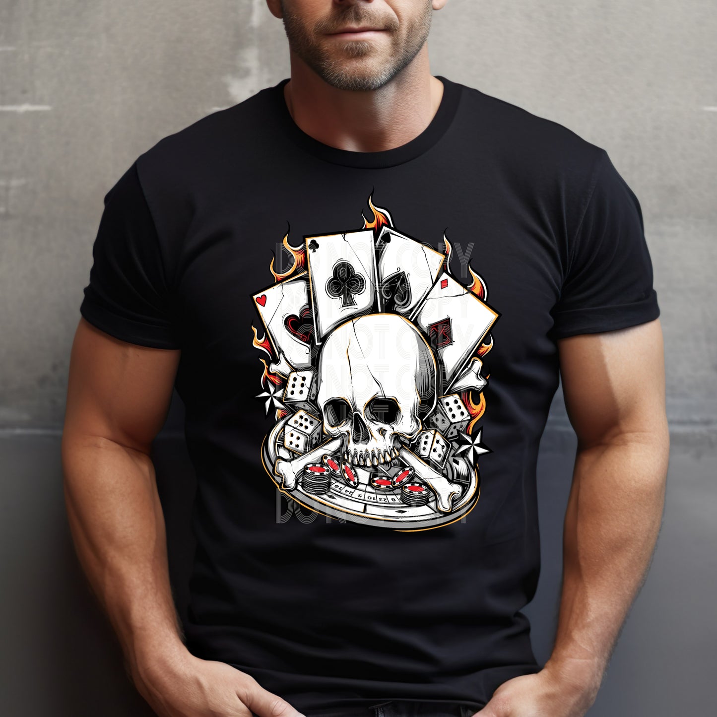 Gambling Skull #3281 - Ready to Press DTF Transfer Full Color