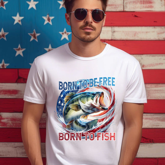 Born To Be Free Born To Fish #3306 - Ready to Press DTF Transfer Full Color