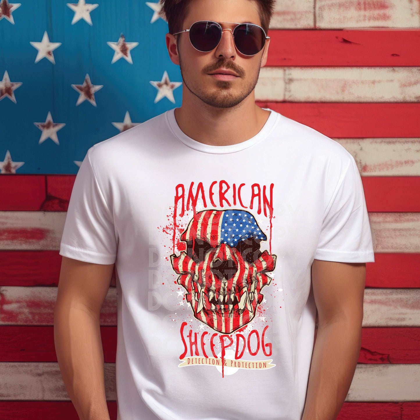 American Sheep Dog #3315 - Ready to Press DTF Transfer Full Color