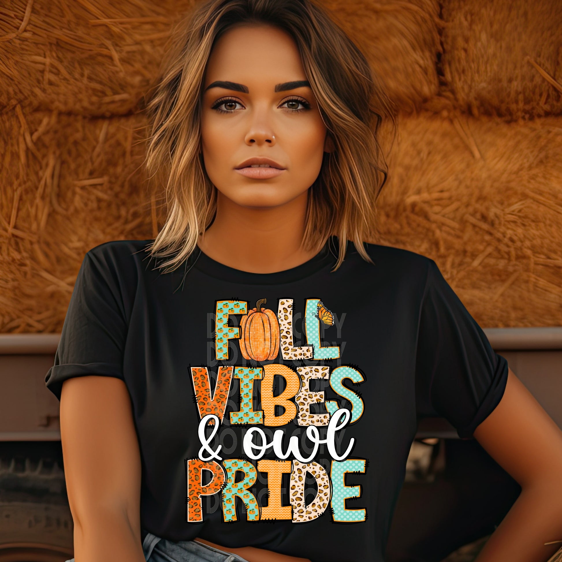 Fall Vibes and Owl Pride #3585 - Ready to Press DTF Transfer Full Color - Pro Blanks