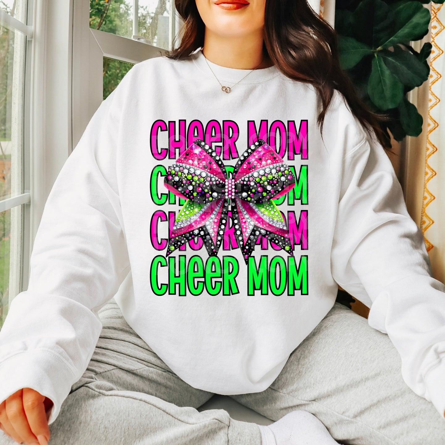 Neon Cheer Mom #4175 - Ready to Press DTF Transfer Full Color