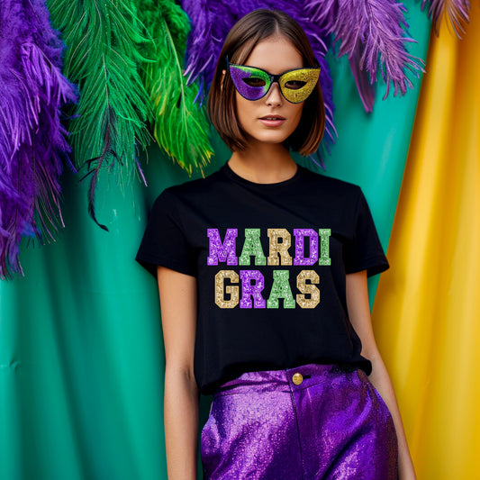 Mardi Gras Glitter #4324 - Ready to Press DTF Transfer Full Color