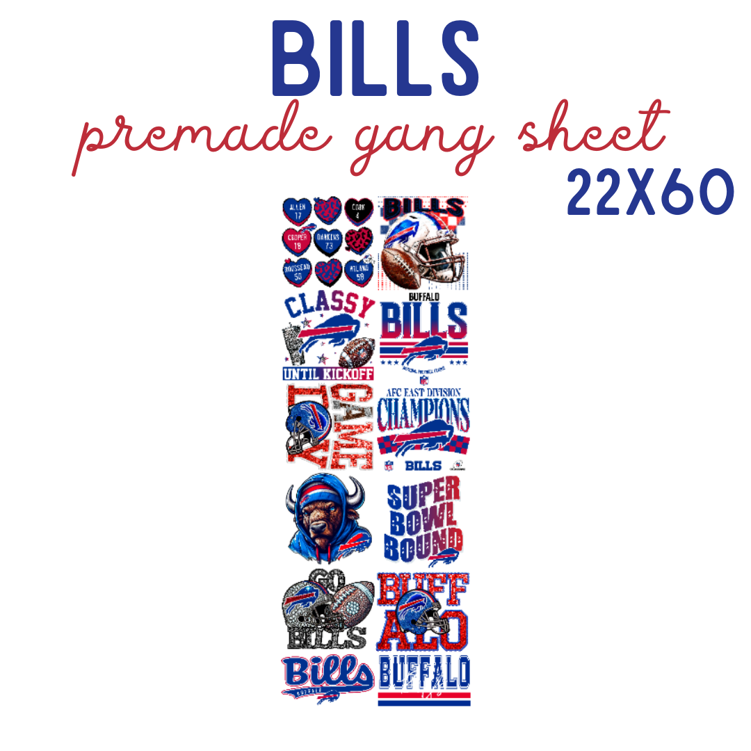 Bills Premade DTF Gang Sheet 22x60