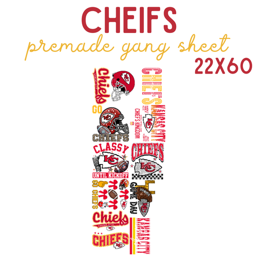 Chiefs Premade DTF Gang Sheet 22x60