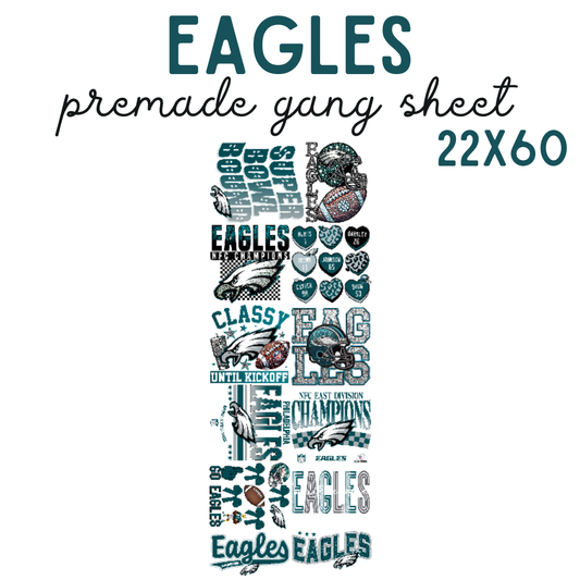 Eagles Premade DTF Gang Sheet 22x60