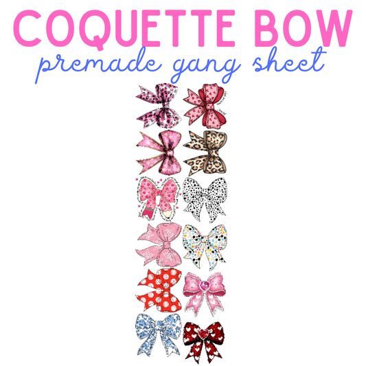 Coquette Bow Premade DTF Gang Sheet 22x60