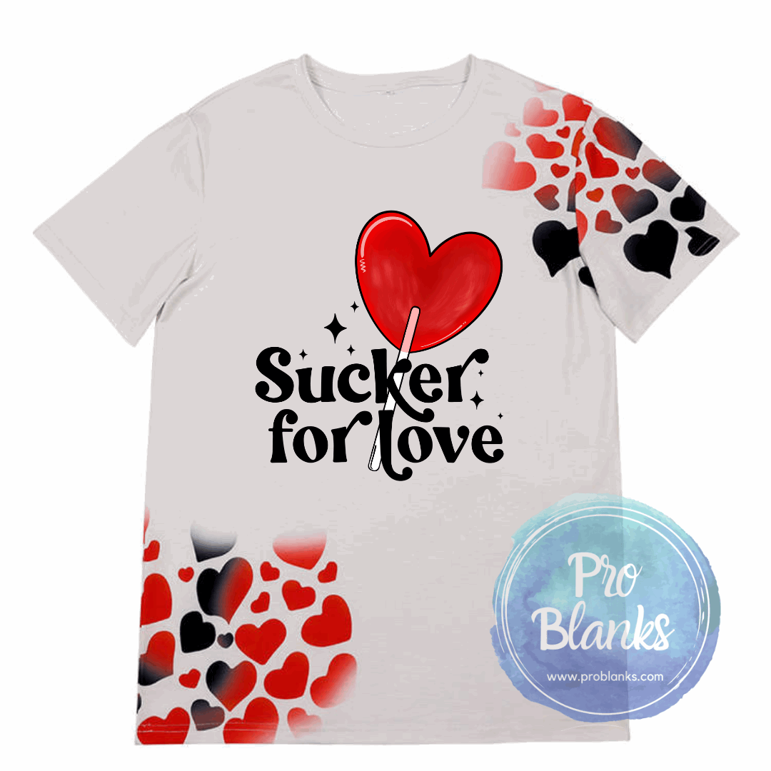 *SALE* RTS - ADULT - CREAM HEARTS- Faux Bleached 100% Polyester T-shirts - Pro Blanks