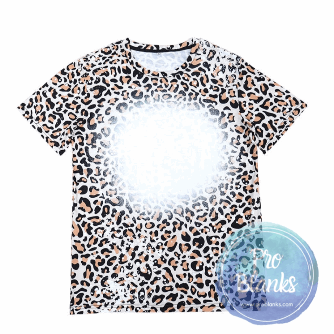 *SALE* RTS- YOUTH - Leopard - Faux Bleached 100% Polyester T-Shirts - Pro Blanks