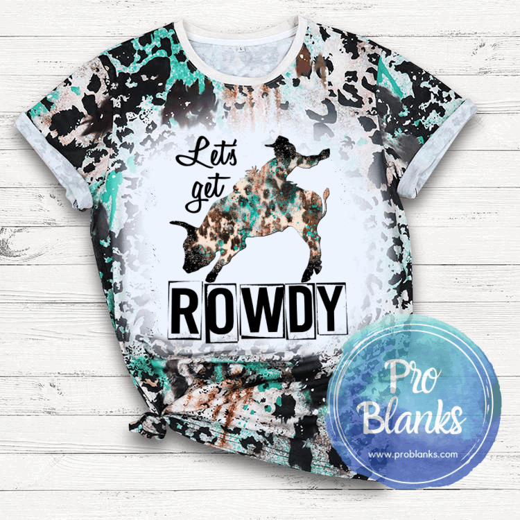 *SALE* RTS - ADULT - Turquoise Rodeo- Faux Bleached 100% Polyester T-shirts - Pro Blanks