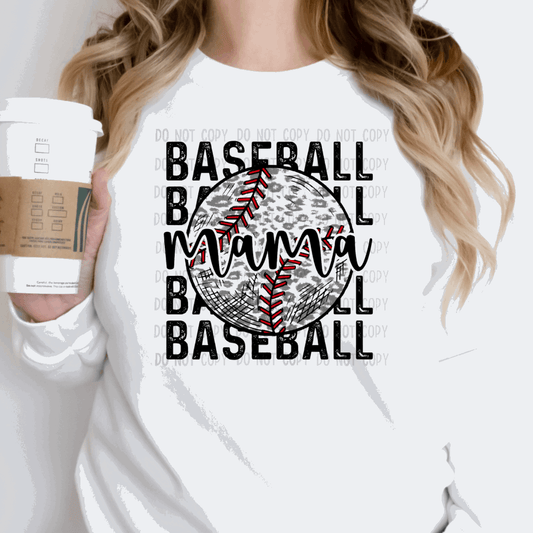 Baseball Mama Ball- Ready to Press DTF Transfer Full Color