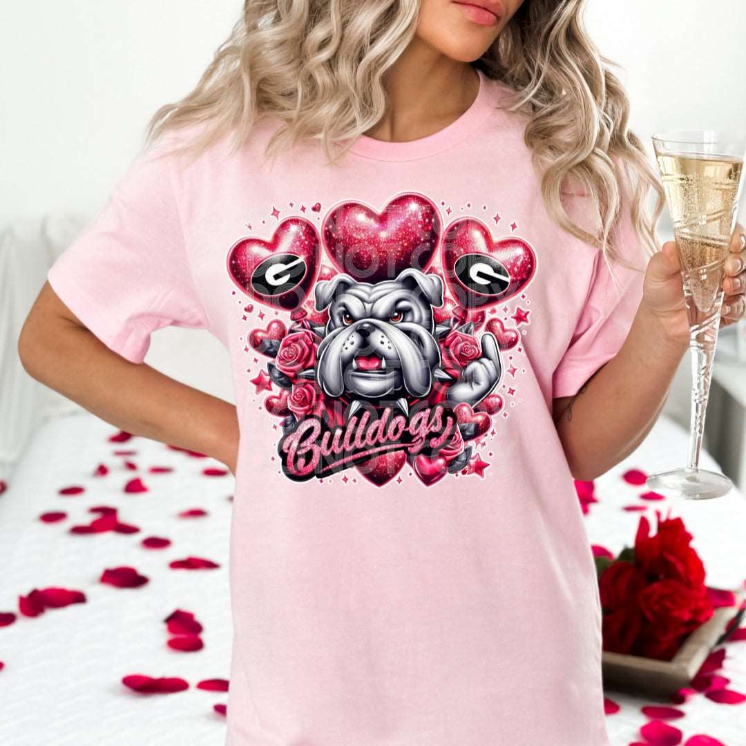 Bulldogs Hearts #1258 - Ready to Press DTF Transfer Full Color