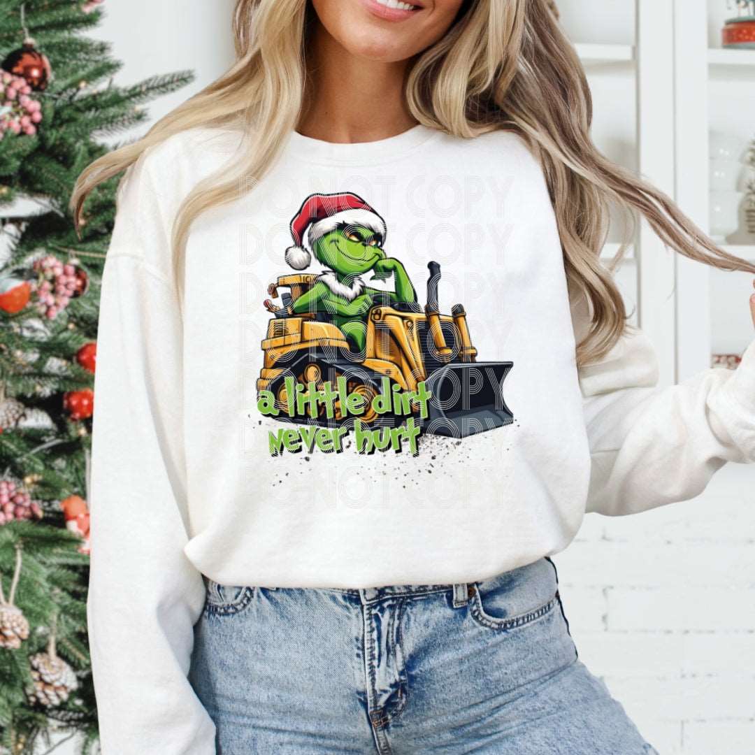 Bulldozer Grinch #1208 - Ready to Press DTF Transfer Full Color