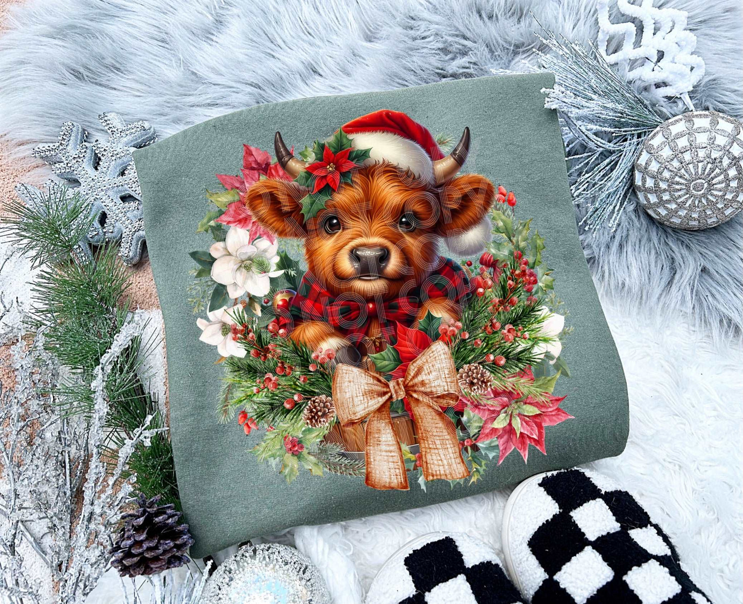 Christmas Cow #3992 - Ready to Press DTF Transfer Full Color