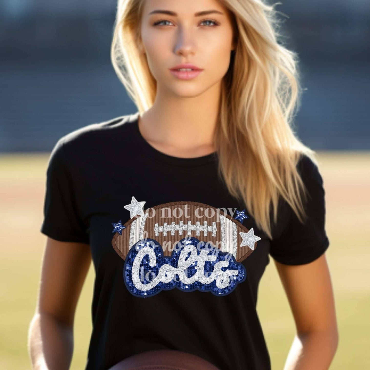 Colts Sequins & Embroidered - Ready to Press DTF Transfer Full Color