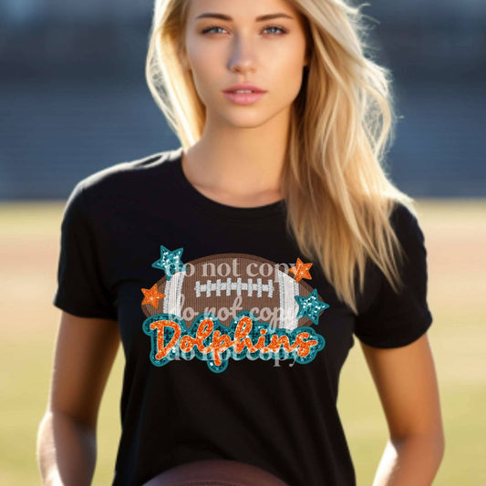 Dolphins Sequins & Embroidered - Ready to Press DTF Transfer Full Color