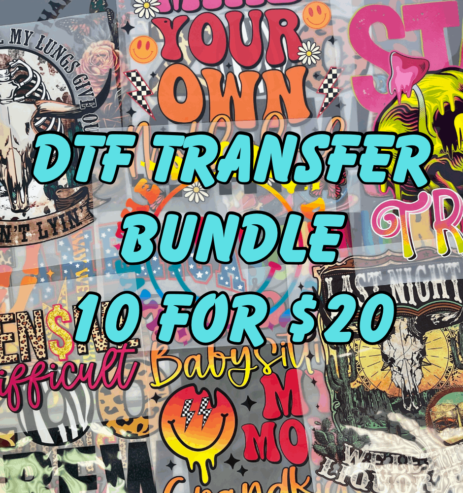 DTF Transfer Bundle 10 Pack - Ready to Press DTF Transfer Full Color