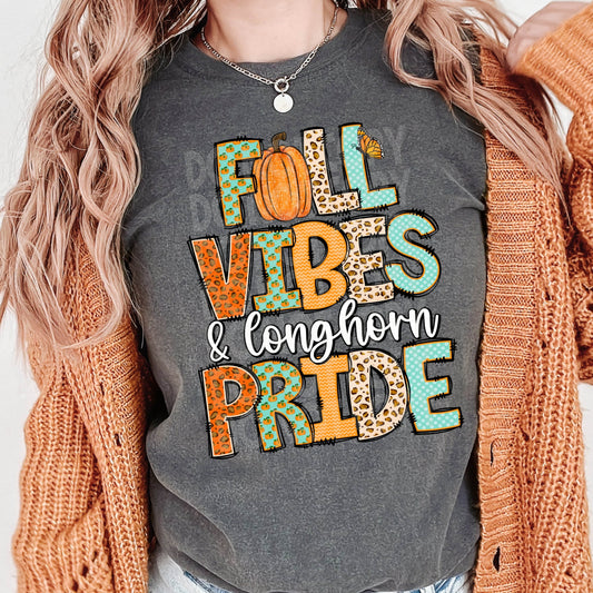 Fall Vibes and Longhorn Pride #3591 - Ready to Press DTF Transfer Full Color