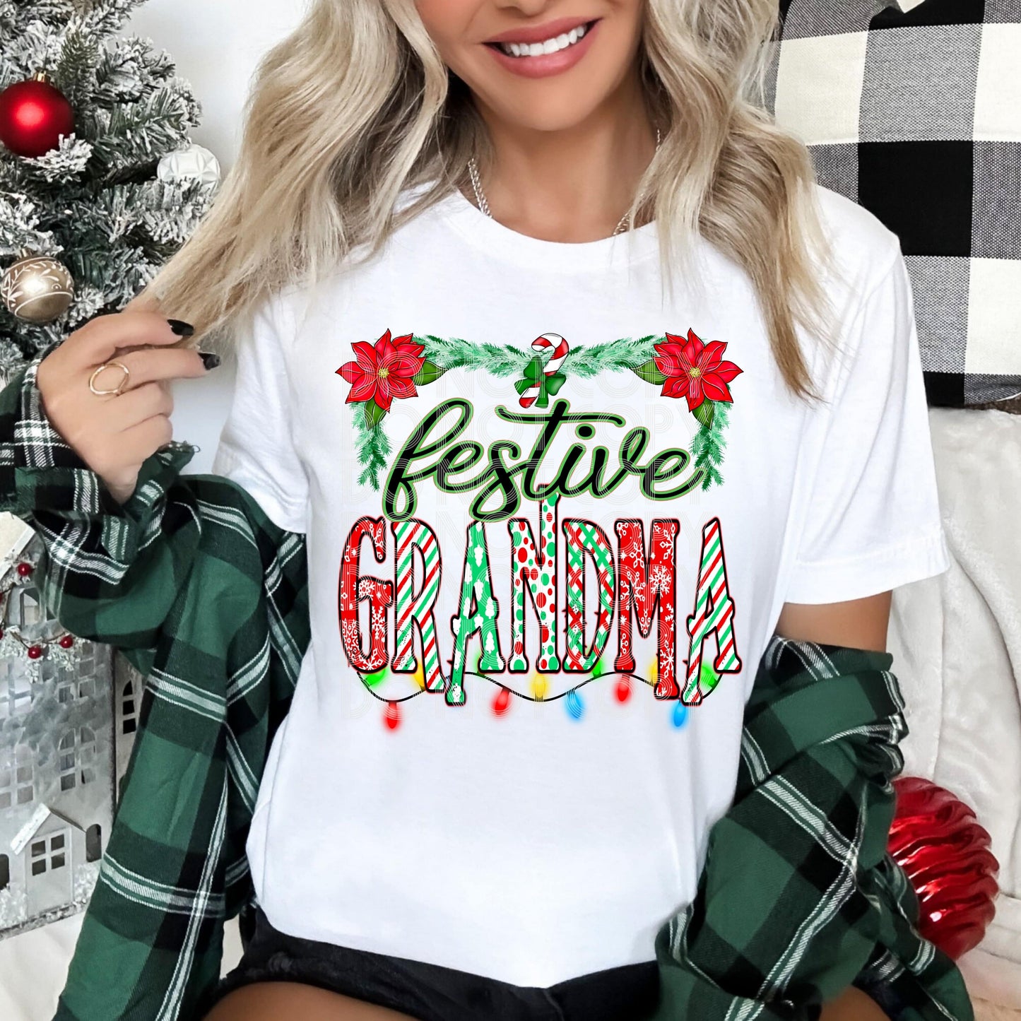 Festive Grandma #3865 - Ready to Press DTF Transfer Full Color