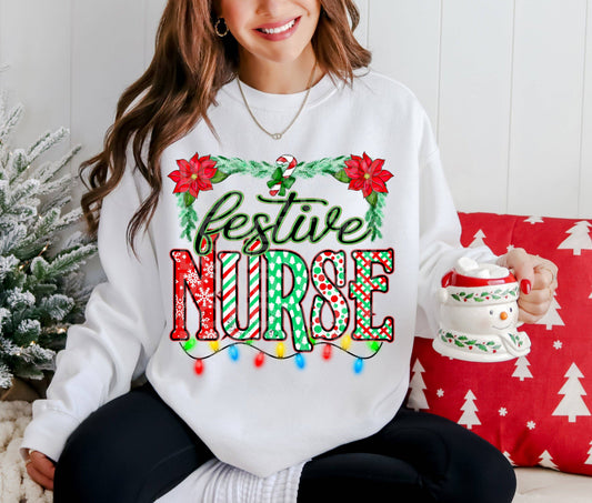 Festive Nurse #3866 - Ready to Press DTF Transfer Full Color