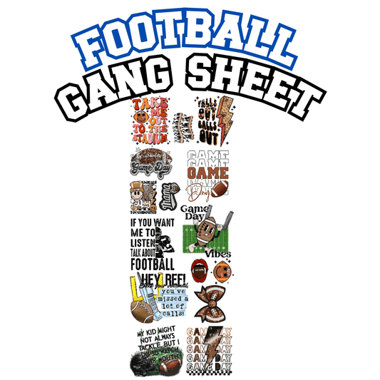 Football Premade 22x60 DTF Gang Sheet