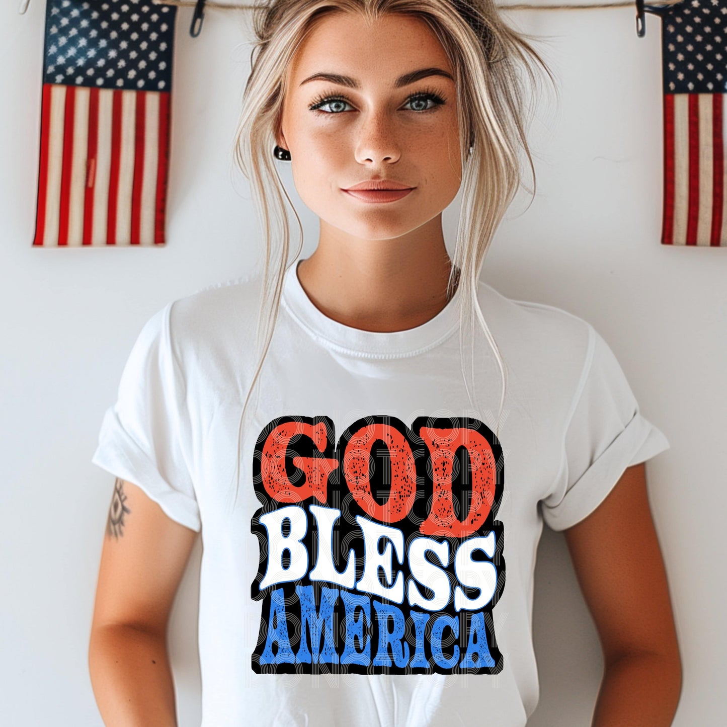 God Bless America #3200 - Ready to Press DTF Transfer Full Color