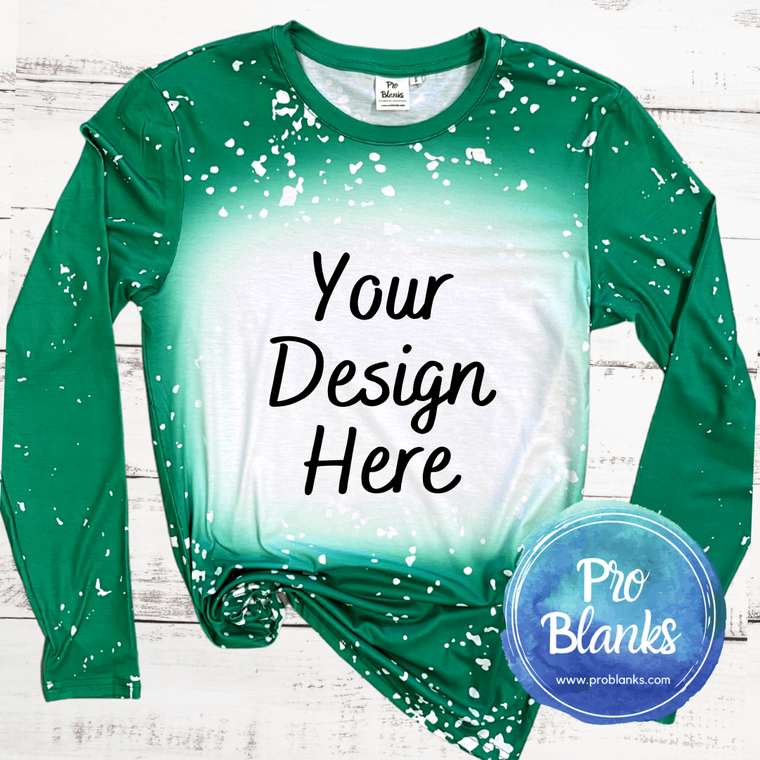 Green Faux Bleach Long Sleeve Mock-Up Digital Download