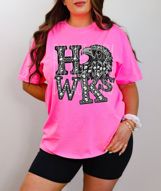 Hawks Rhinestone #3512 - Ready to Press DTF Transfer Full Color