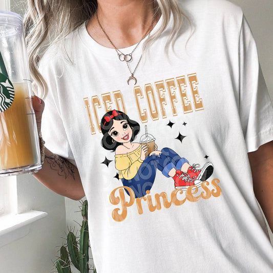 Iced Coffee Princess Snow White #1502  - Ready to Press DTF Transfer Full Color