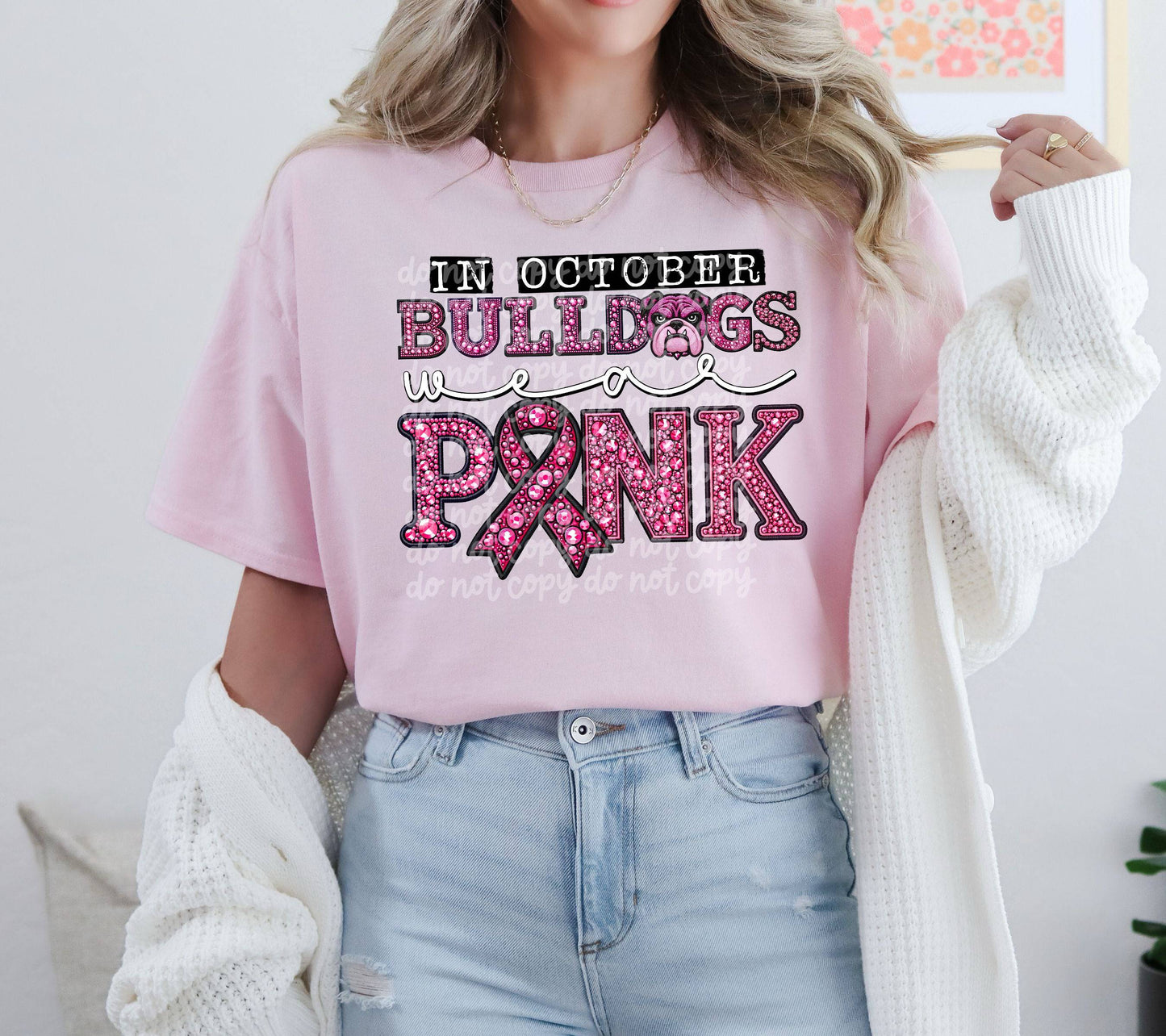 In October Bulldogs Wear Pink #3654 - Ready to Press DTF Transfer Full Color