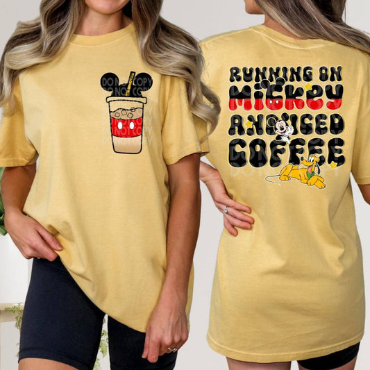 Mickey & Iced Coffee POCKET ONLY #1492  - Ready to Press DTF Transfer Full Color