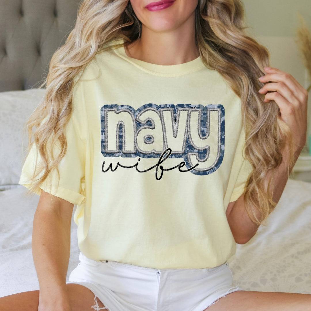 Navy Wife #1517  - Ready to Press DTF Transfer Full Color